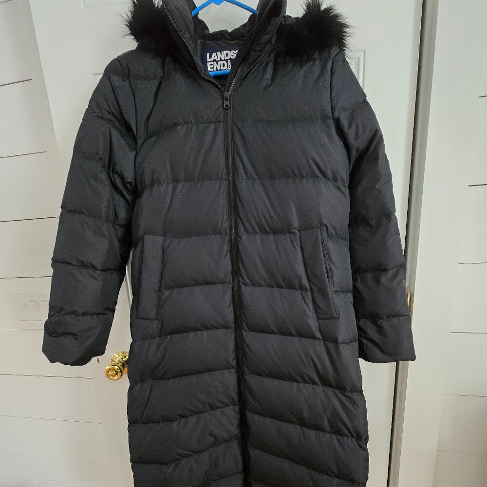 Lands End Black Maxi Length Puffy Winter Coat